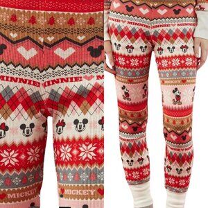 NWT FOREVER 21 x DISNEY Mickey Minnie Mouse Fair Isle Pajama Bottom Small S